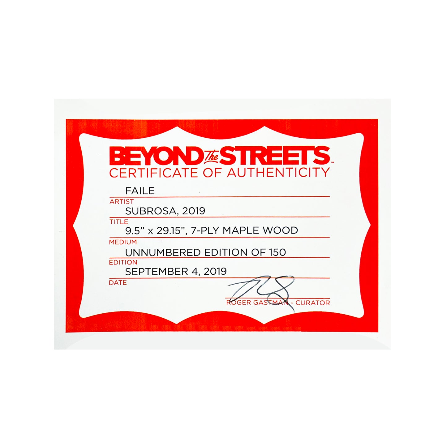 FAILE x Beyond the Streets 'Subrosa' (2019) Skateboard Deck