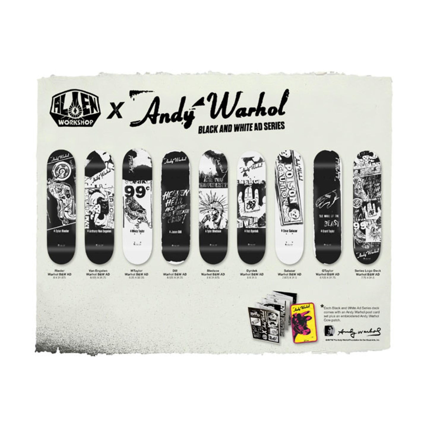 ANDY WARHOL x Alien Workshop 'B/W Ad Series: M. Taylor' (2011) Skateboard Deck