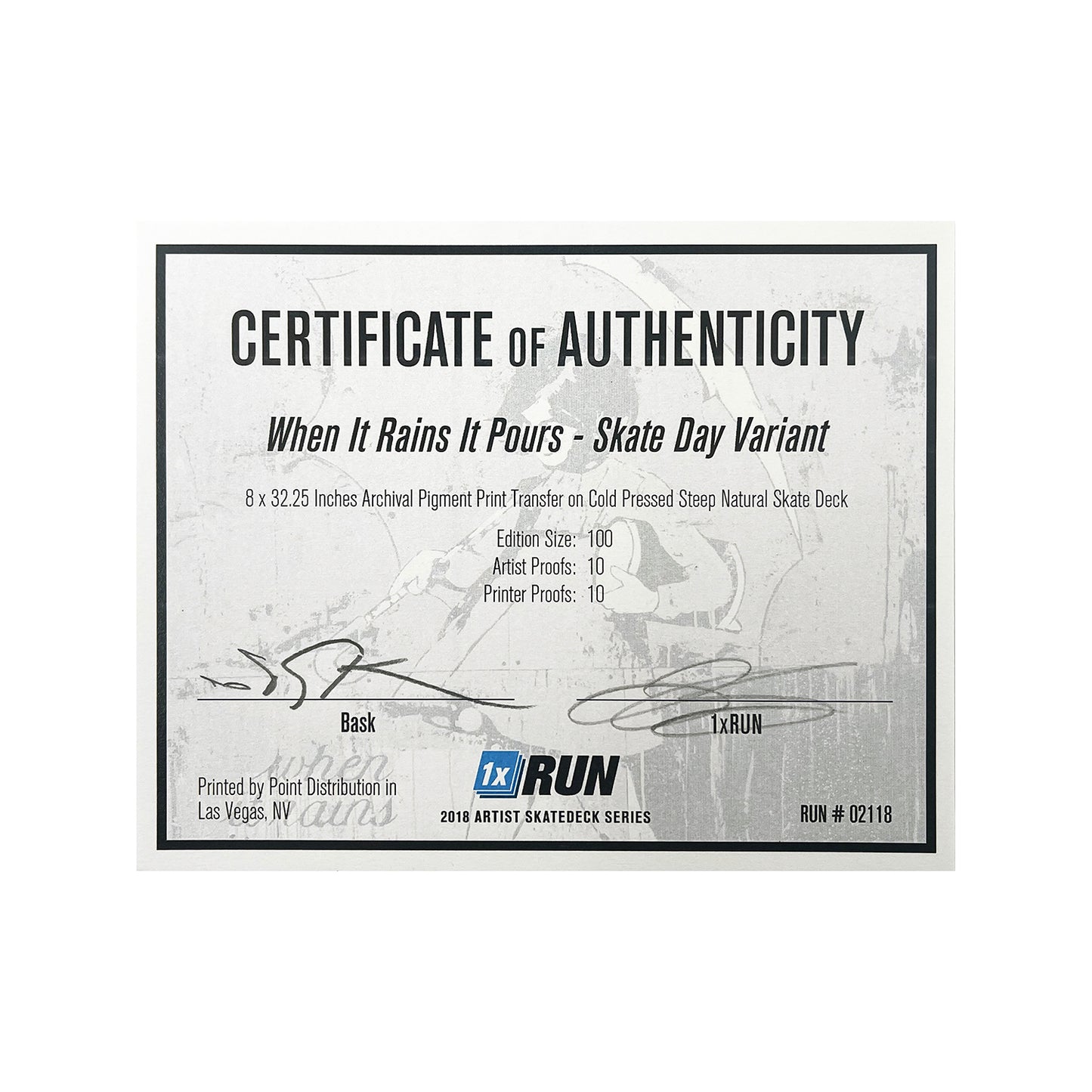 BASK x 1xRUN 'When it Rains it Pours' (2022) Skateboard Deck (#PP)