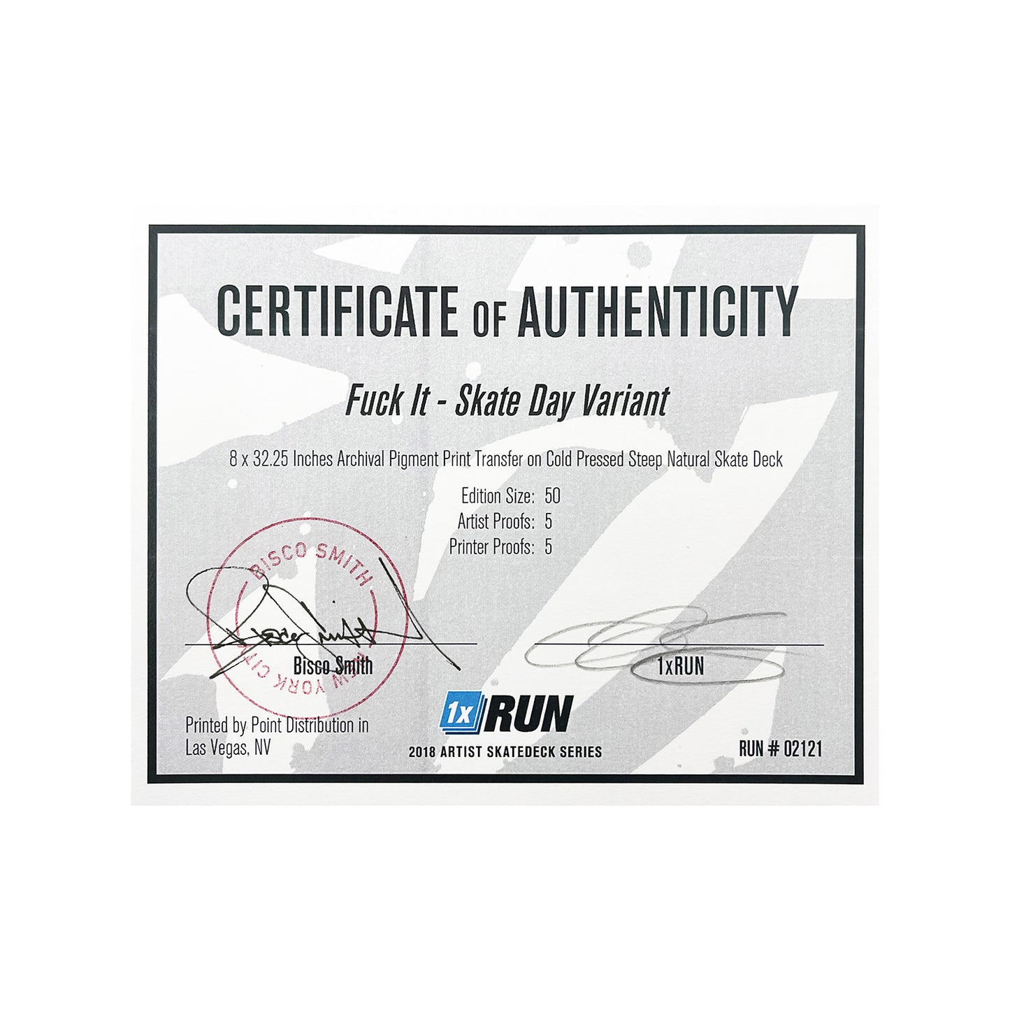 BISCO SMITH 'Fuck It' (2019) Skateboard Deck