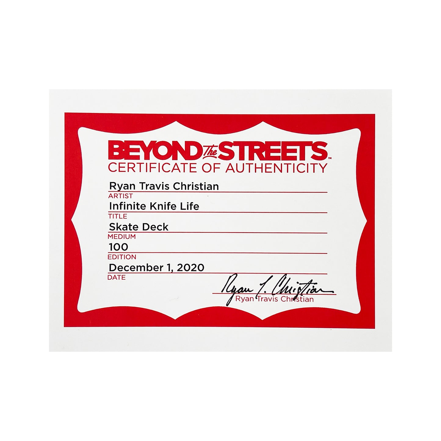 RYAN TRAVIS CHRISTIAN 'Infinite Knife Life' (2022) Skateboard Deck