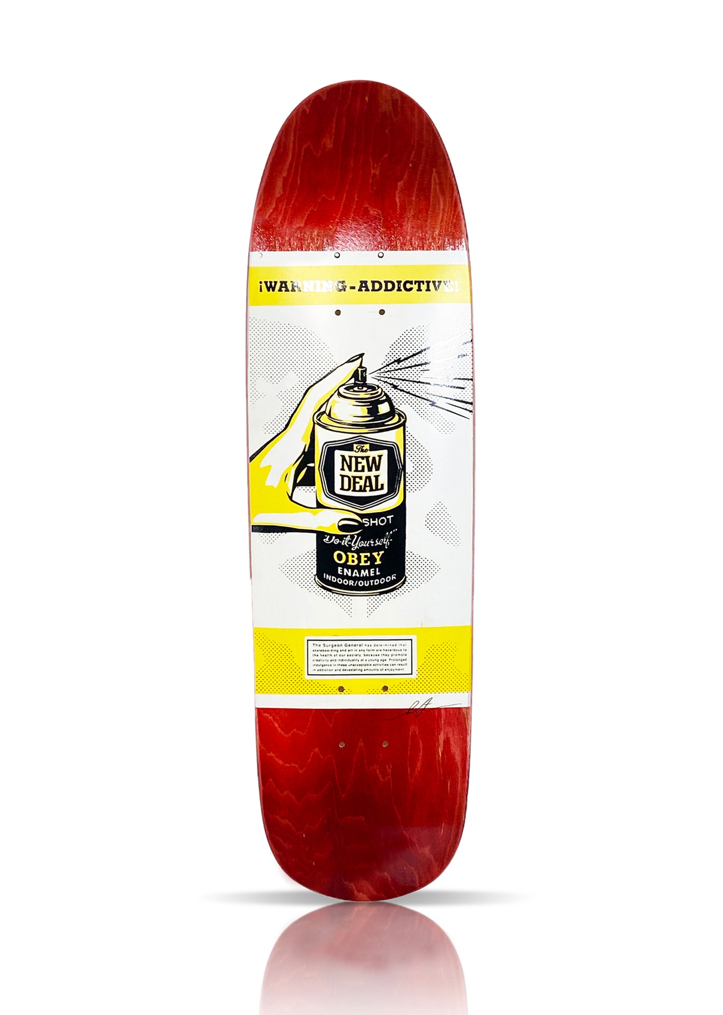 SHEPARD FAIREY x New Deal 'Warning: Addictive' (2020) Skateboard Deck (red)