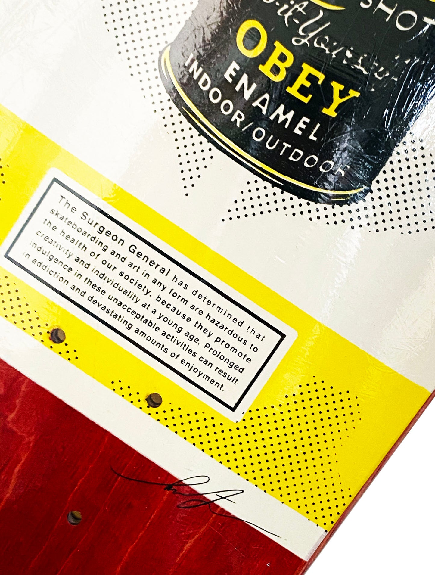 SHEPARD FAIREY x New Deal 'Warning: Addictive' (2020) Skateboard Deck (red)