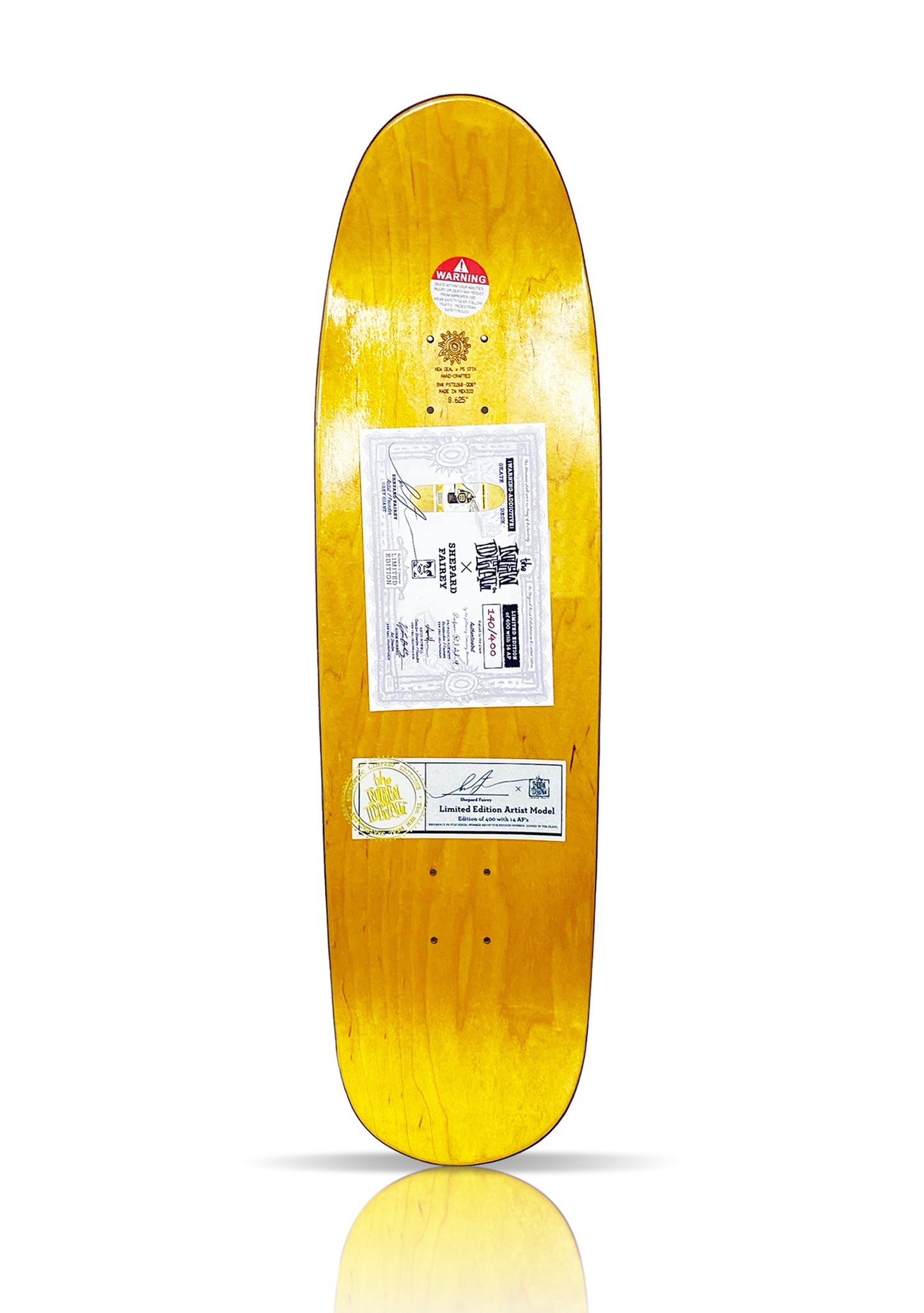 SHEPARD FAIREY x New Deal 'Warning: Addictive' (2020) Skateboard Deck (red)