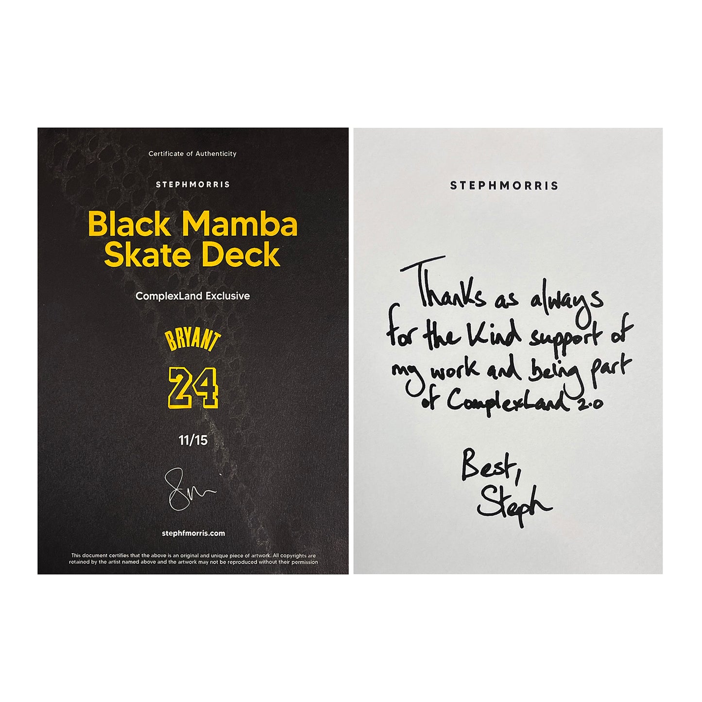 STEPH MORRIS 'Kobe: Black Mamba' (2021) Skateboard Deck