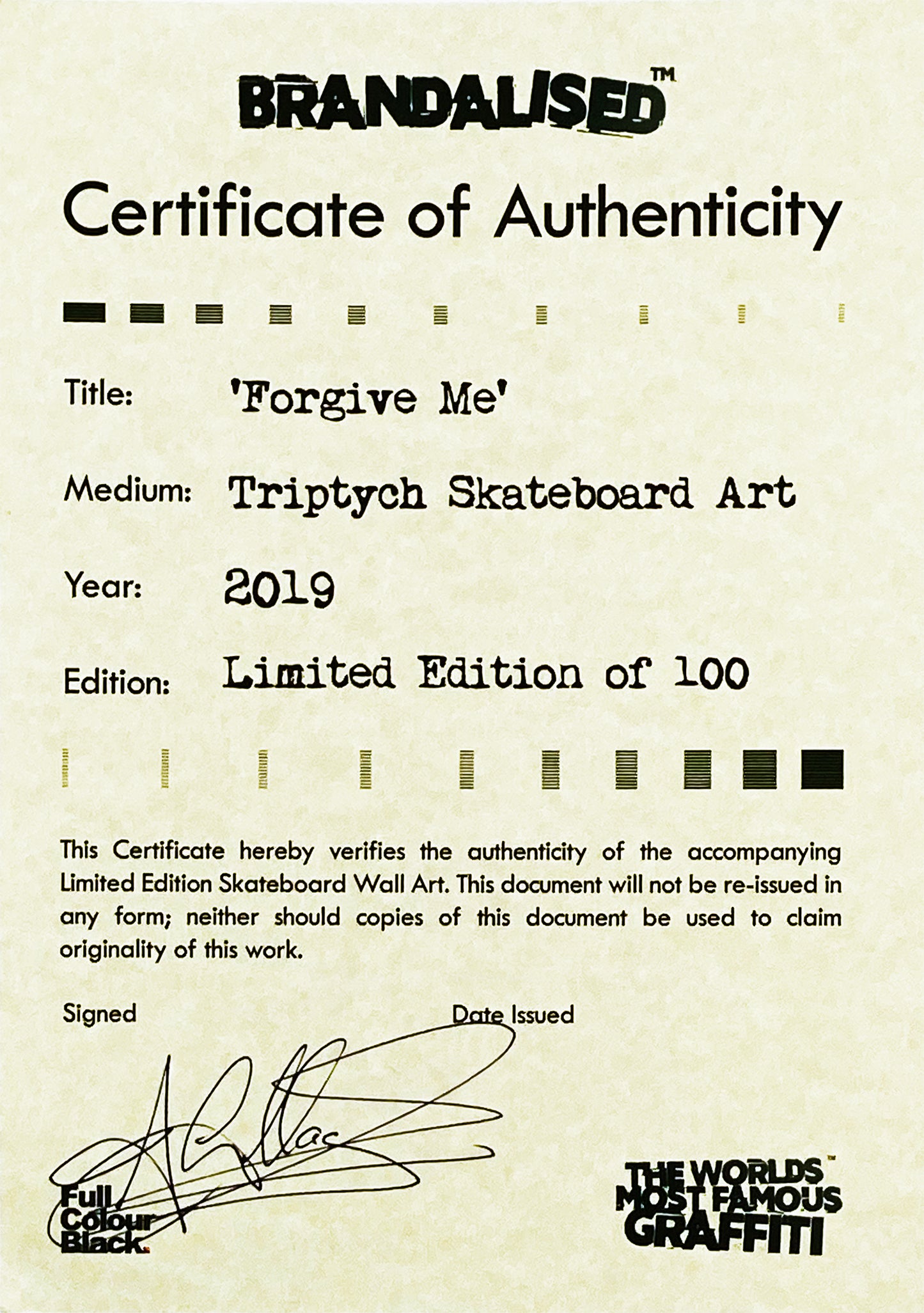 BANKSY (after) 'Forgive Me' (2019) Triptych Skateboard Deck Set