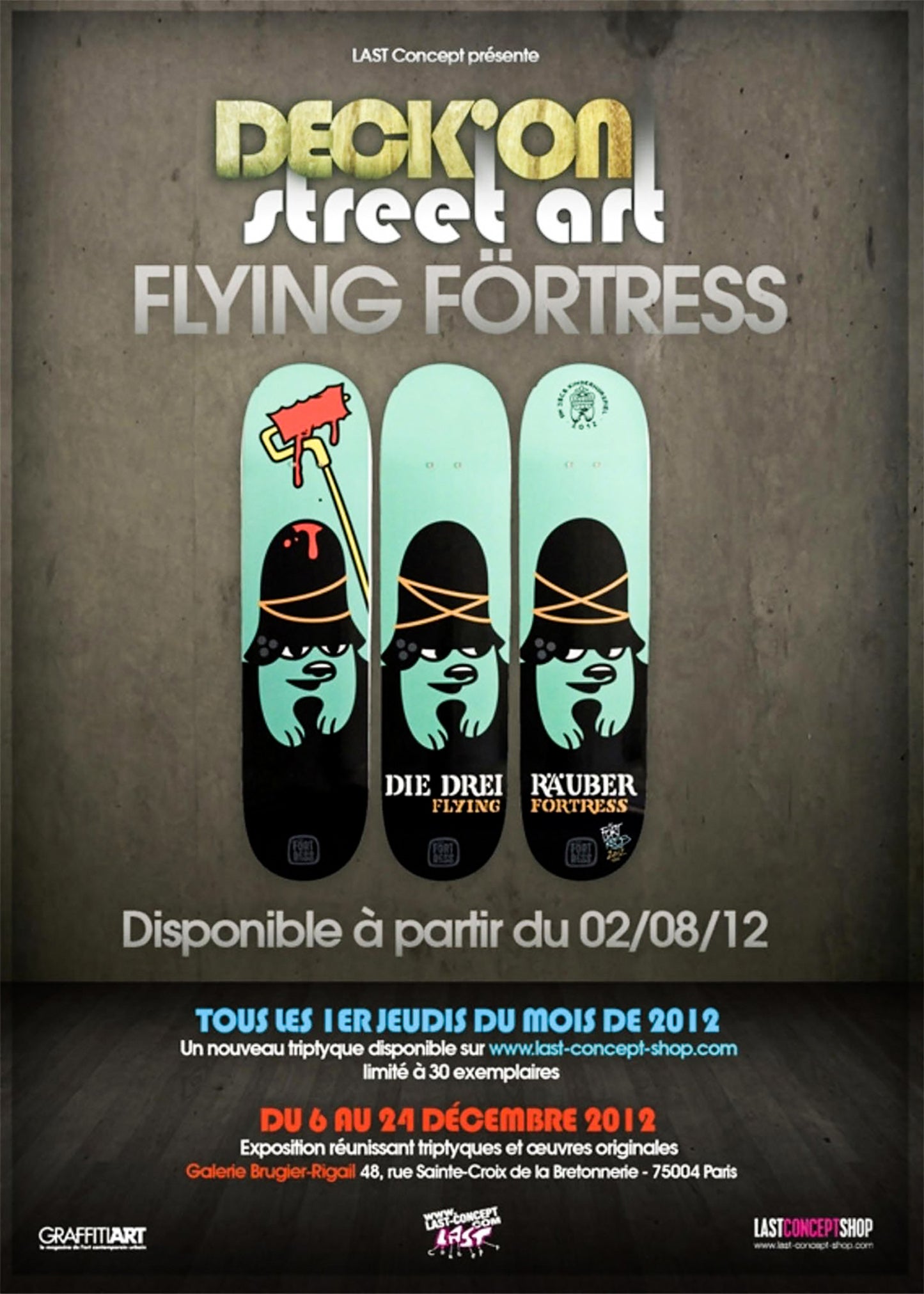 FLYING FORTRESS 'Die Drei Räuber' (2012) Skateboard Deck Triptych Set