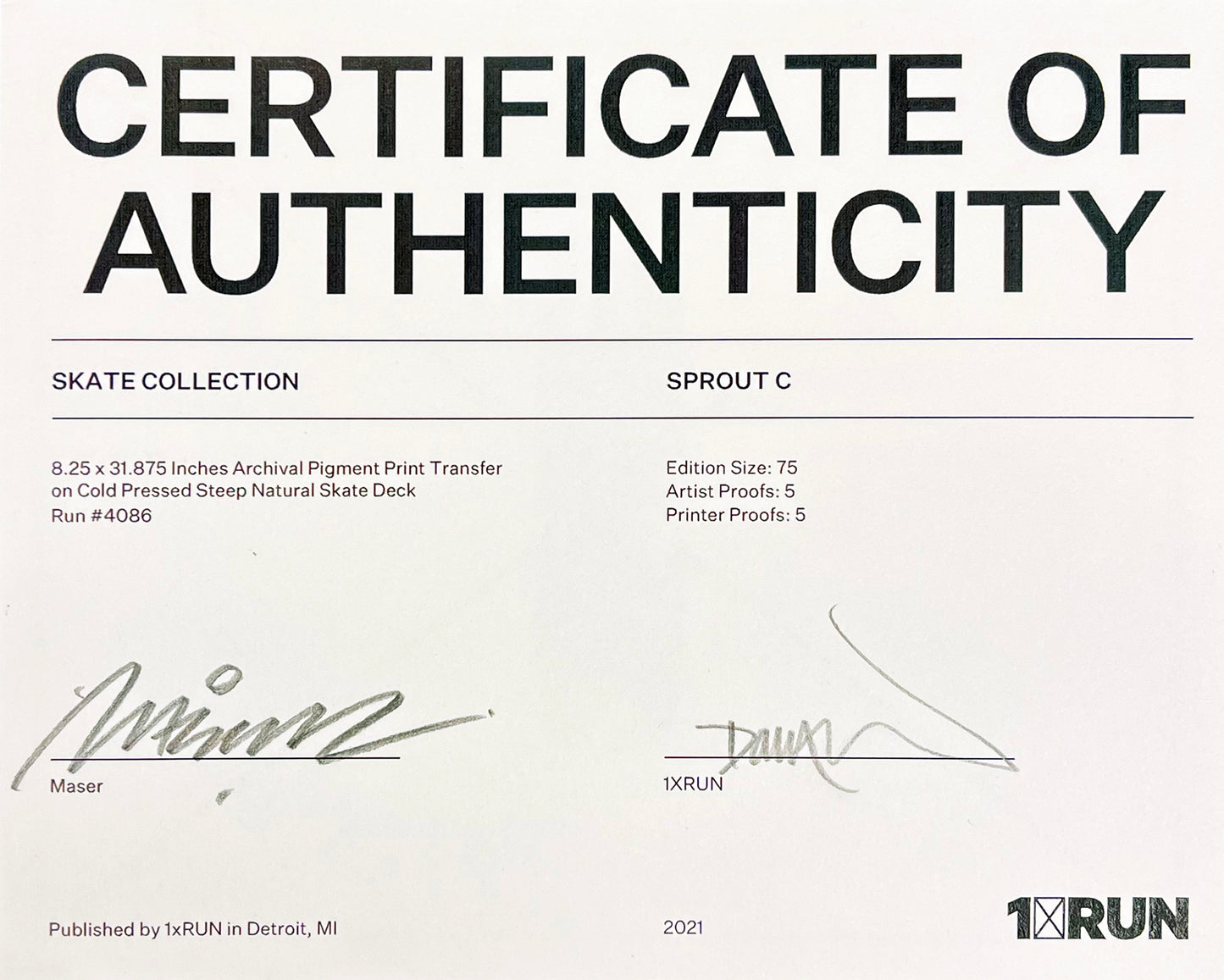 MASER x 1xRUN 'Sprout A + B + C' (2021) Triptych Skateboard Deck Set