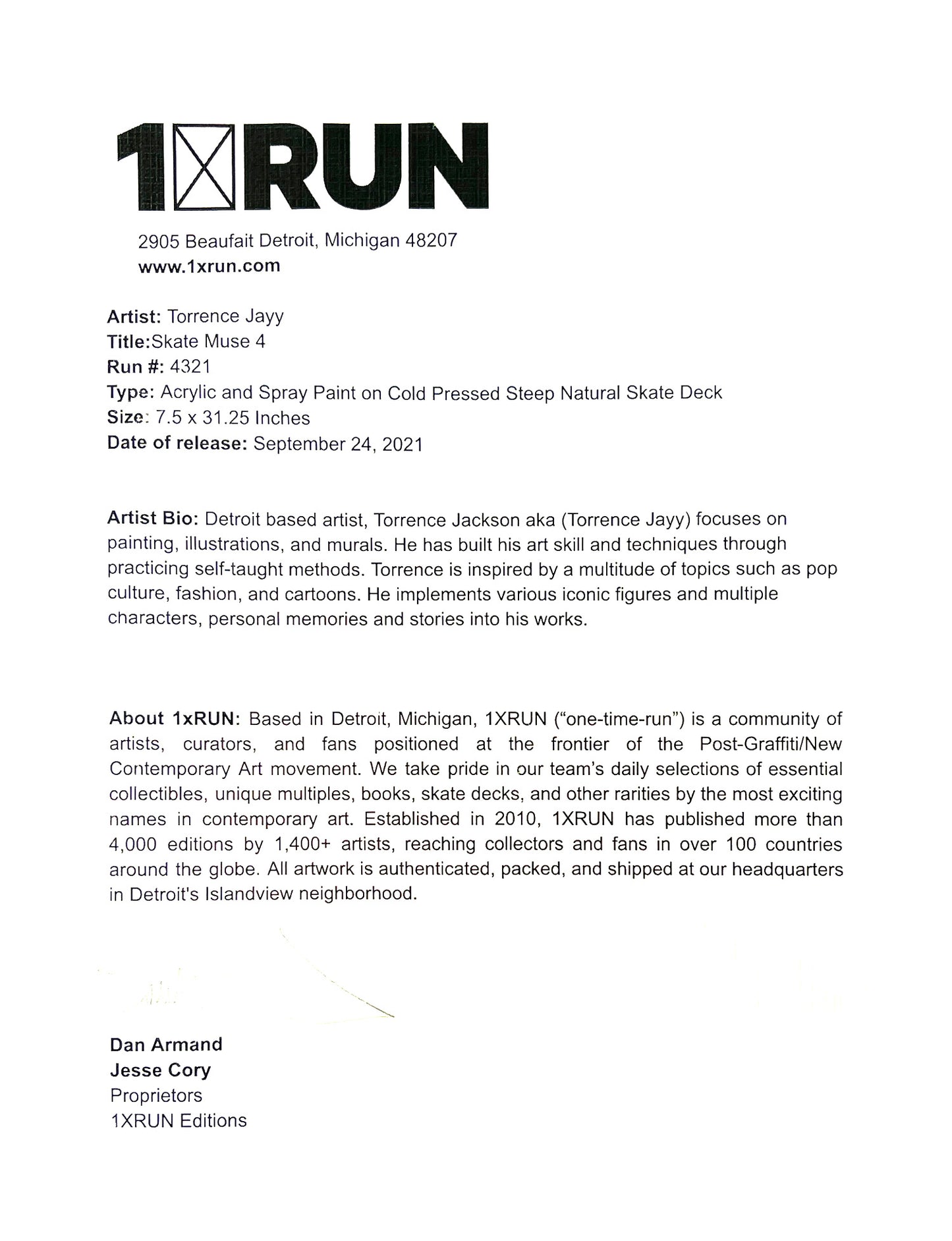 TORRENCE JAYY 'Skate Muse 4' (2021) Original on Skateboard Deck