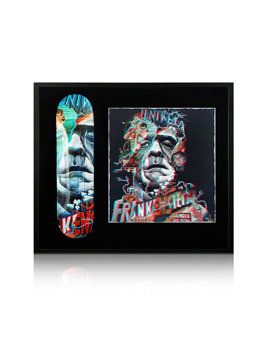 TRISTAN EATON '3D Frankenstein' Framed Screen Print + Skateboard