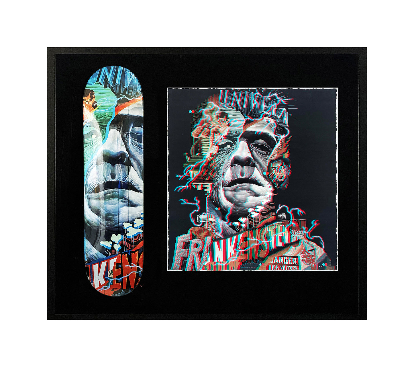 TRISTAN EATON '3D Frankenstein' Framed Screen Print + Skateboard