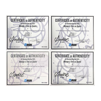 ANDRE SARAIVA 'Ménage à Trois ou Quatre' (2020) Quadriptych Skateboard Deck Set