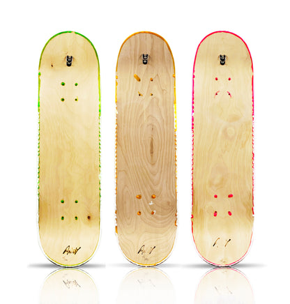 ANDY BLANK 'Neon' (2021) Hand-Poured Tinted Resin Triptych Skateboard Deck Set