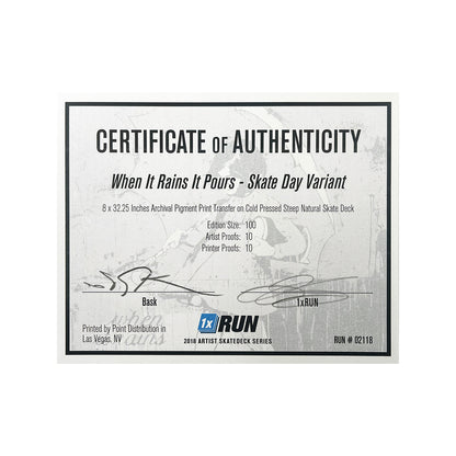 BASK x 1xRUN 'When it Rains it Pours' (2022) Skateboard Deck (#PP)