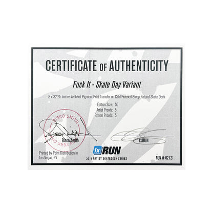 BISCO SMITH 'Fuck It' (2019) Skateboard Deck