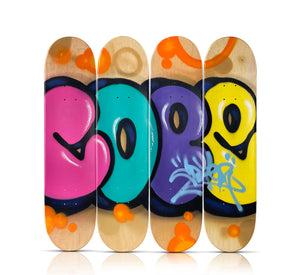 COPE2 x SK8 of the ART 'Quad Tag' (2026) Quadriptych Skateboard Deck Set