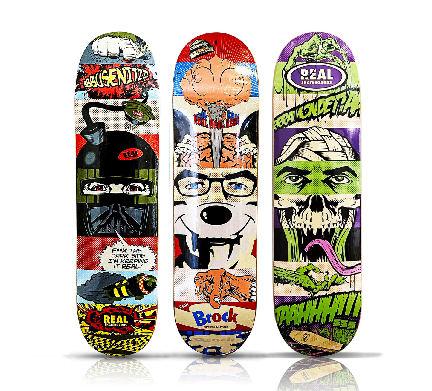 D*FACE 'D*Face x REAL Skateboards' (2010) Triptych Skateboard Deck Set