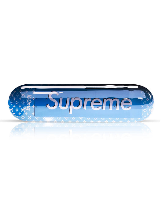 DENIAL x 1xRUN 'Supreme Vuitton Smashup Pill' (2022) AP Skateboard Deck (blue)