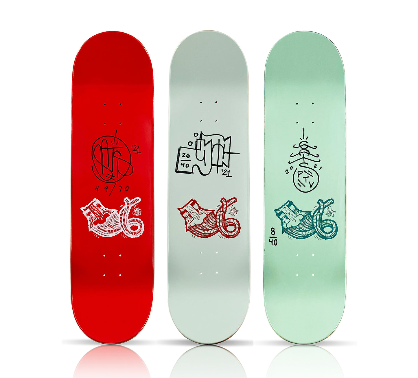 GATS 'Movement' (2021) Hand-Signed Triptych Skateboard Deck Set