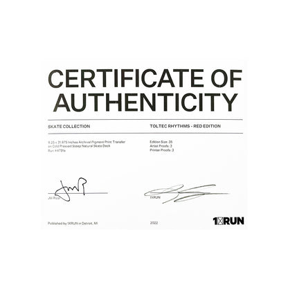 JM RIZZI x 1xRUN 'Toltec Rhythms' (2022) Skateboard Deck (red, #15)
