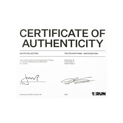 JM RIZZI x 1xRUN 'Toltec Rhythms' (2022) Skateboard Deck (white, #PP)