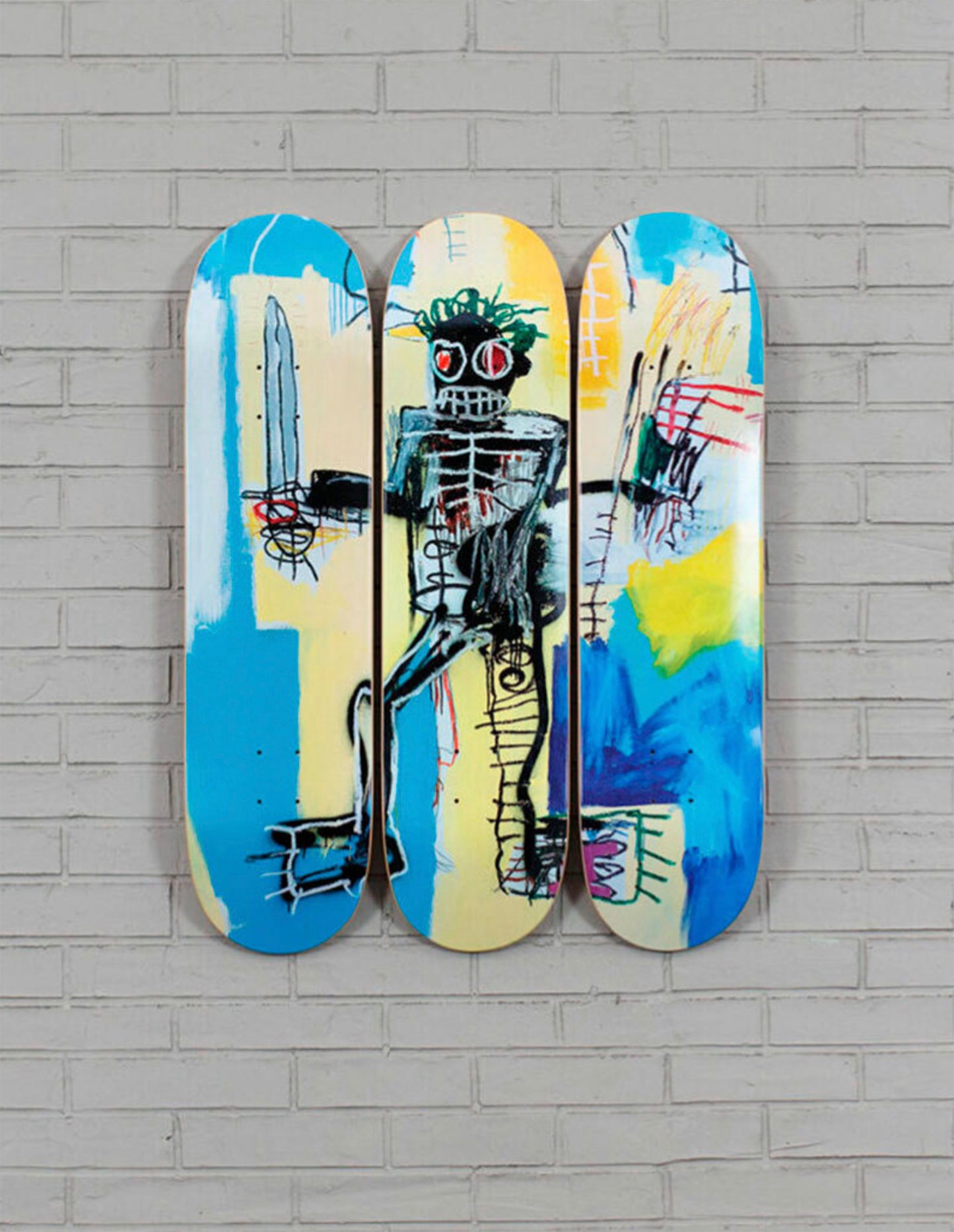 JEAN-MICHEL BASQUIAT 'Warrior' (2023) Triptych Skateboard Deck Set