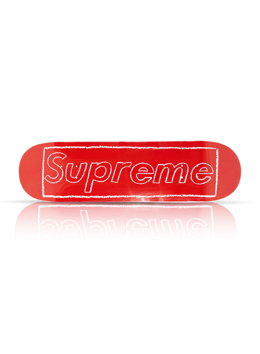 KAWS x SUPREME 'Chalk Logo' (2021) Skateboard Deck (red)