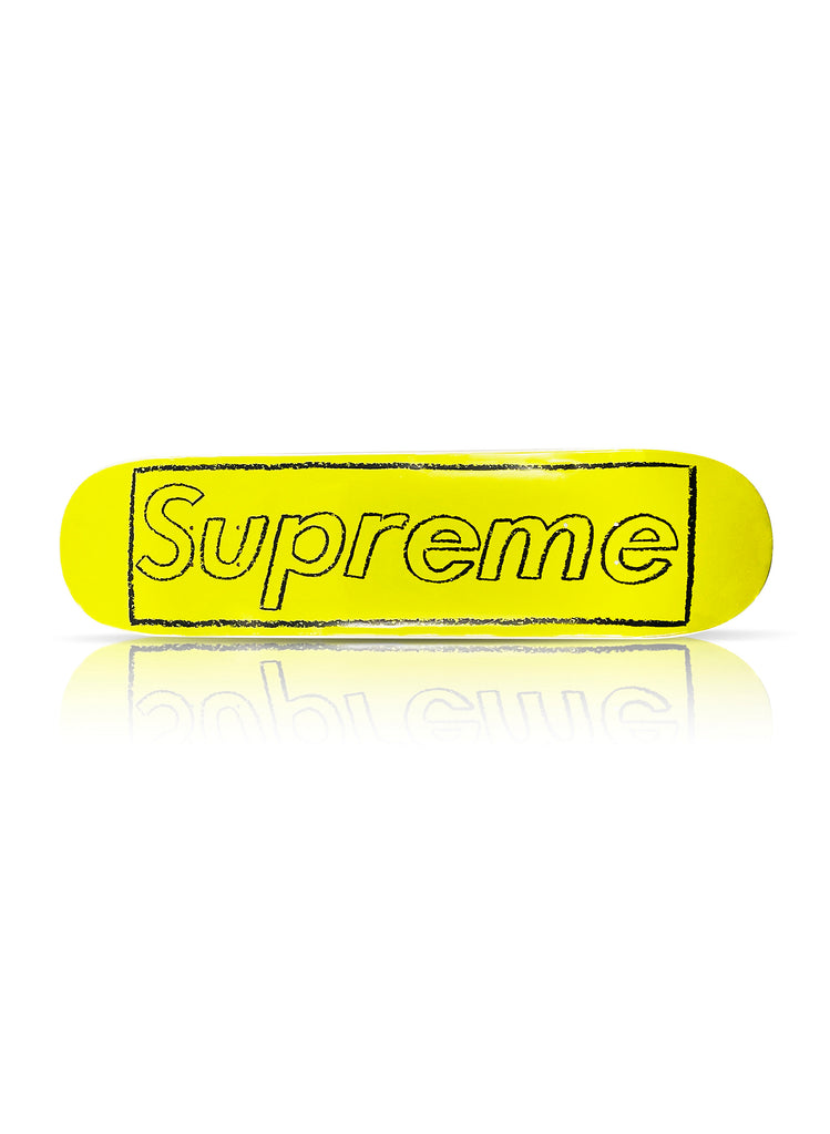 KAWS x SUPREME 'Chalk Logo' (2021) Skateboard Deck (yellow)