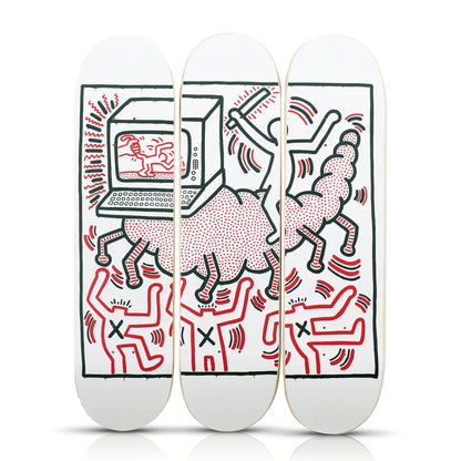 KEITH HARING 'Centipede' (2022) Triptych Skateboard Deck Set