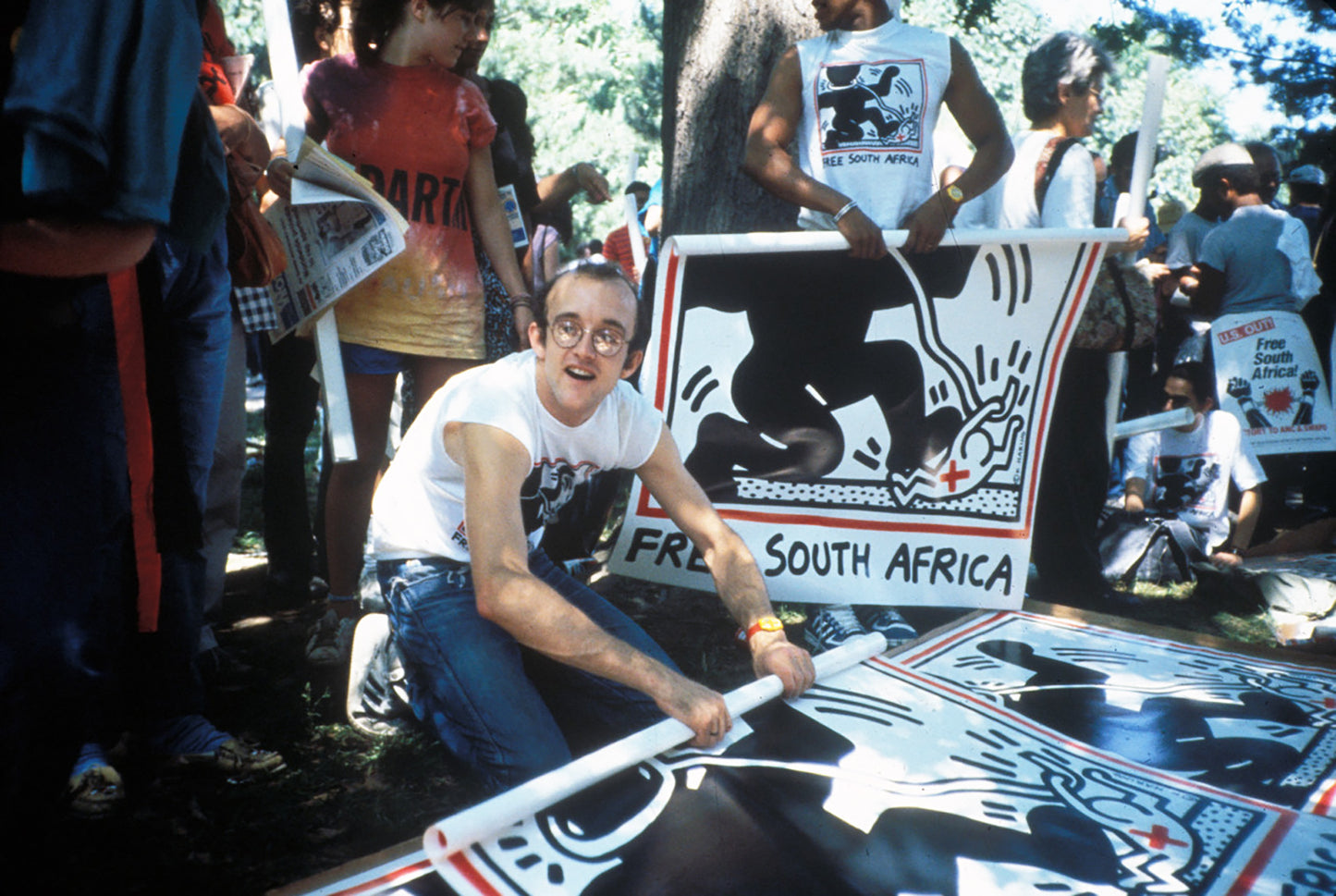 KEITH HARING 'Free South Africa' (2022) Triptych Skateboard Deck Set