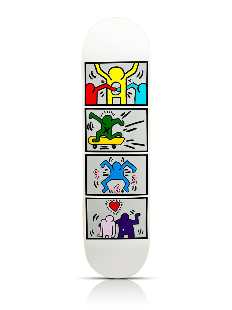 KEITH HARING (after) 'Retrospect' (2019) Hand-Painted Skateboard Deck