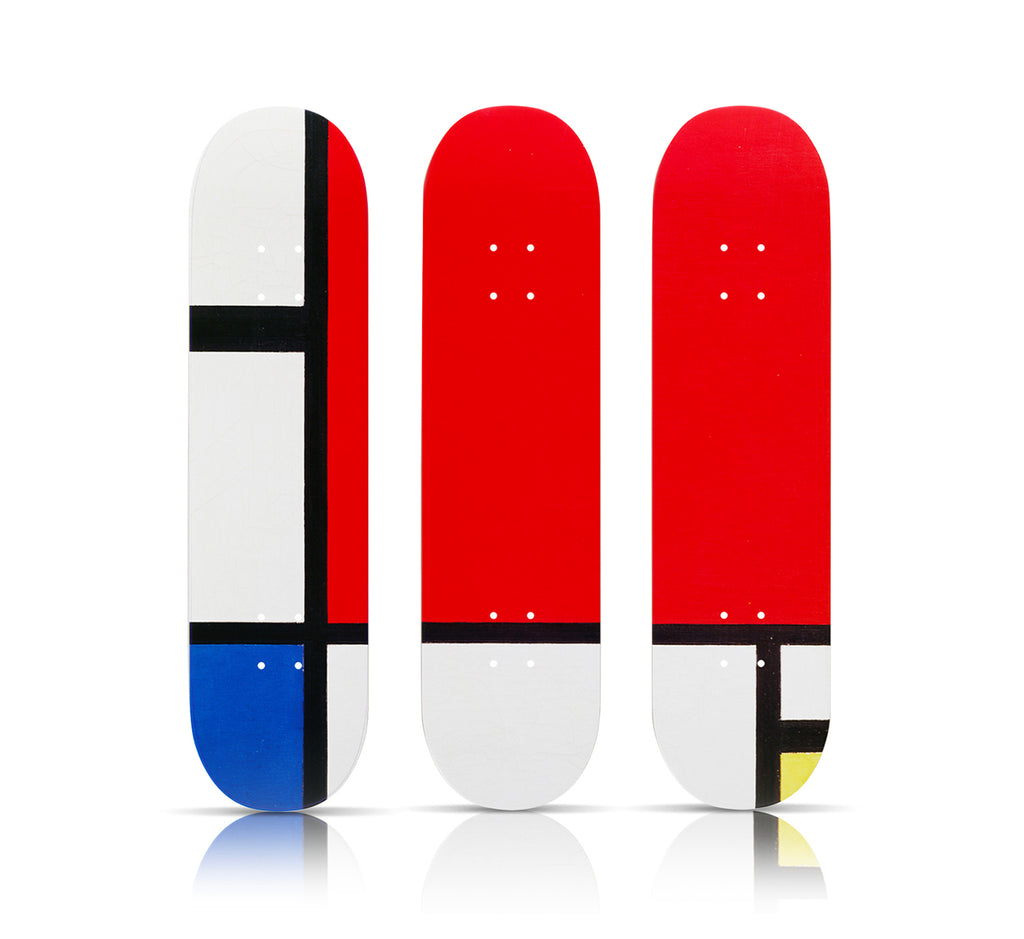 PIET MONDRIAN 'Composition in Red, Blue and Yellow' (2020) Triptych Skateboard Deck Set