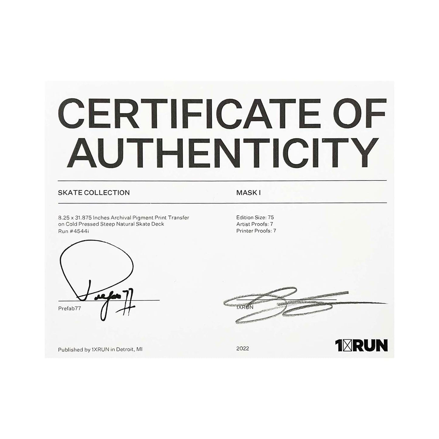 PREFAB 77 x 1xRUN 'Mask I + Mask II' (2022) Diptych Skateboard Deck Set