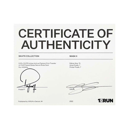 PREFAB 77 x 1xRUN 'Mask I + Mask II' (2022) Diptych Skateboard Deck Set