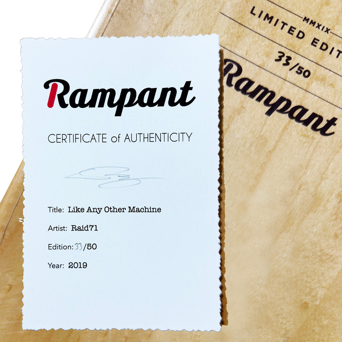 RAID71 x Rampant Decks 'Like Any Other Machine' (2019) Skateboard Deck