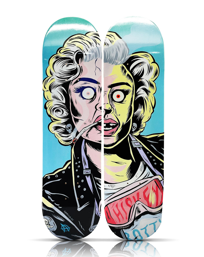 RYAN ROADKILL x SK8 of the ART 'Whiskey Throttle Marilyn' (2023) Diptych Skateboard Deck Set