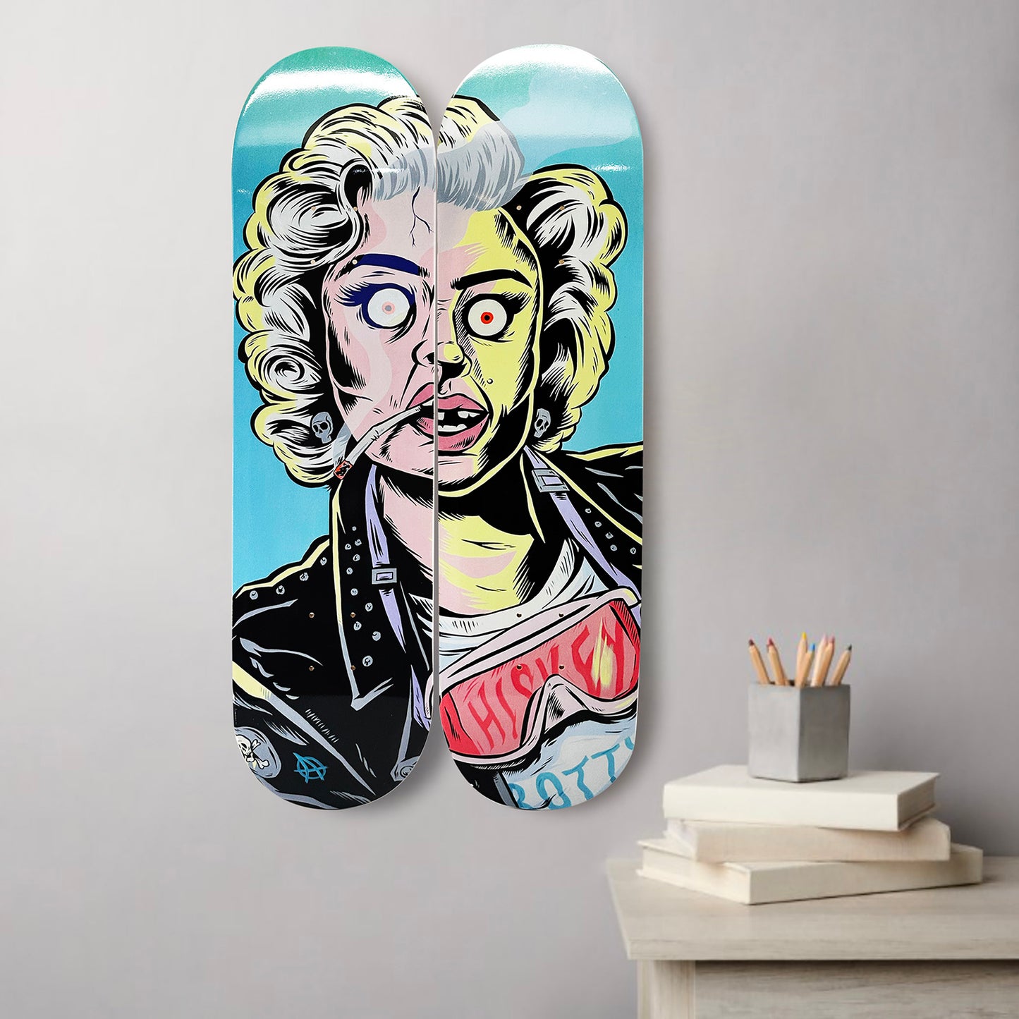 RYAN ROADKILL x SK8 of the ART 'Whiskey Throttle Marilyn' (2023) Diptych Skateboard Deck Set