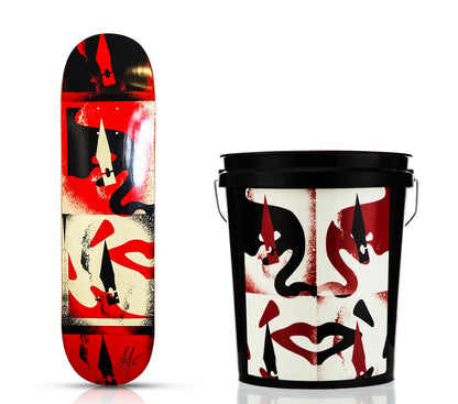 SHEPARD FAIREY x BTS 'Cut it Up' (2018) Adidas Shoes + Signed Skateboard + Obey Bucket Set