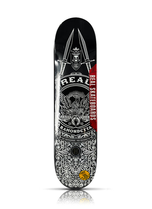 SHEPARD FAIREY x REAL Skateboards 'No Remorse...' (2006) Skateboard Deck (b/w)