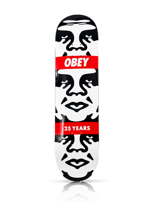 SHEPARD FAIREY 'Obey 3-Face: 25 Years' (2015) Rare Skateboard Deck