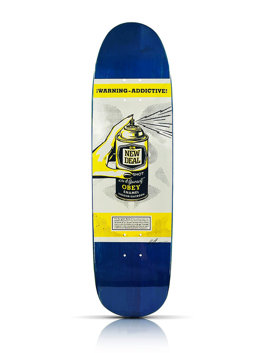 SHEPARD FAIREY x New Deal 'Warning: Addictive' (2020) Skateboard Deck (blue)