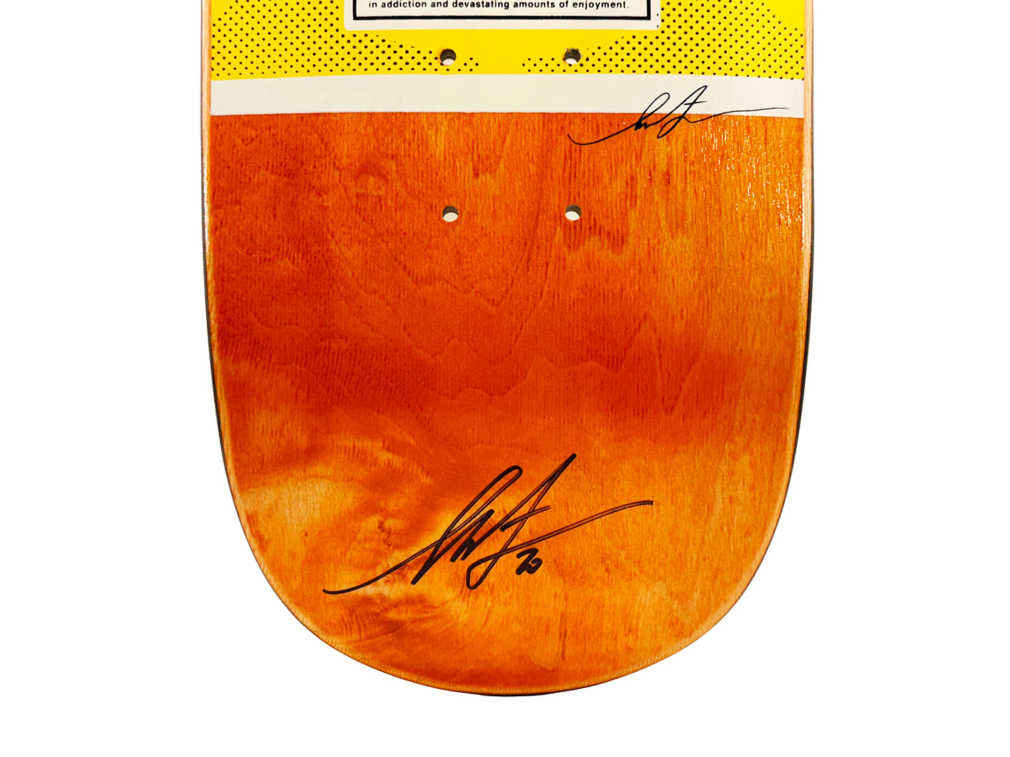 SHEPARD FAIREY x New Deal 'Warning: Addictive' (2020) Hand-Signed Skateboard Deck (orange)