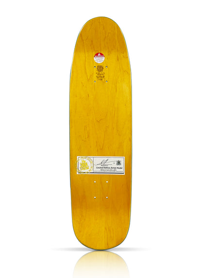 SHEPARD FAIREY x New Deal 'Warning: Addictive' (2020) Hand-Signed Skateboard Deck (orange)