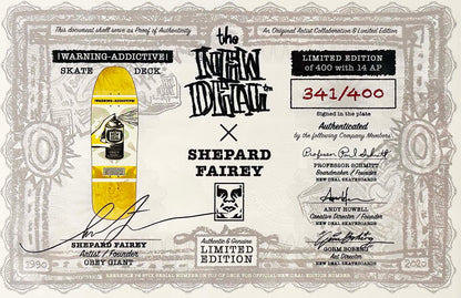 SHEPARD FAIREY x New Deal 'Warning: Addictive' (2020) Skateboard Deck (purple)