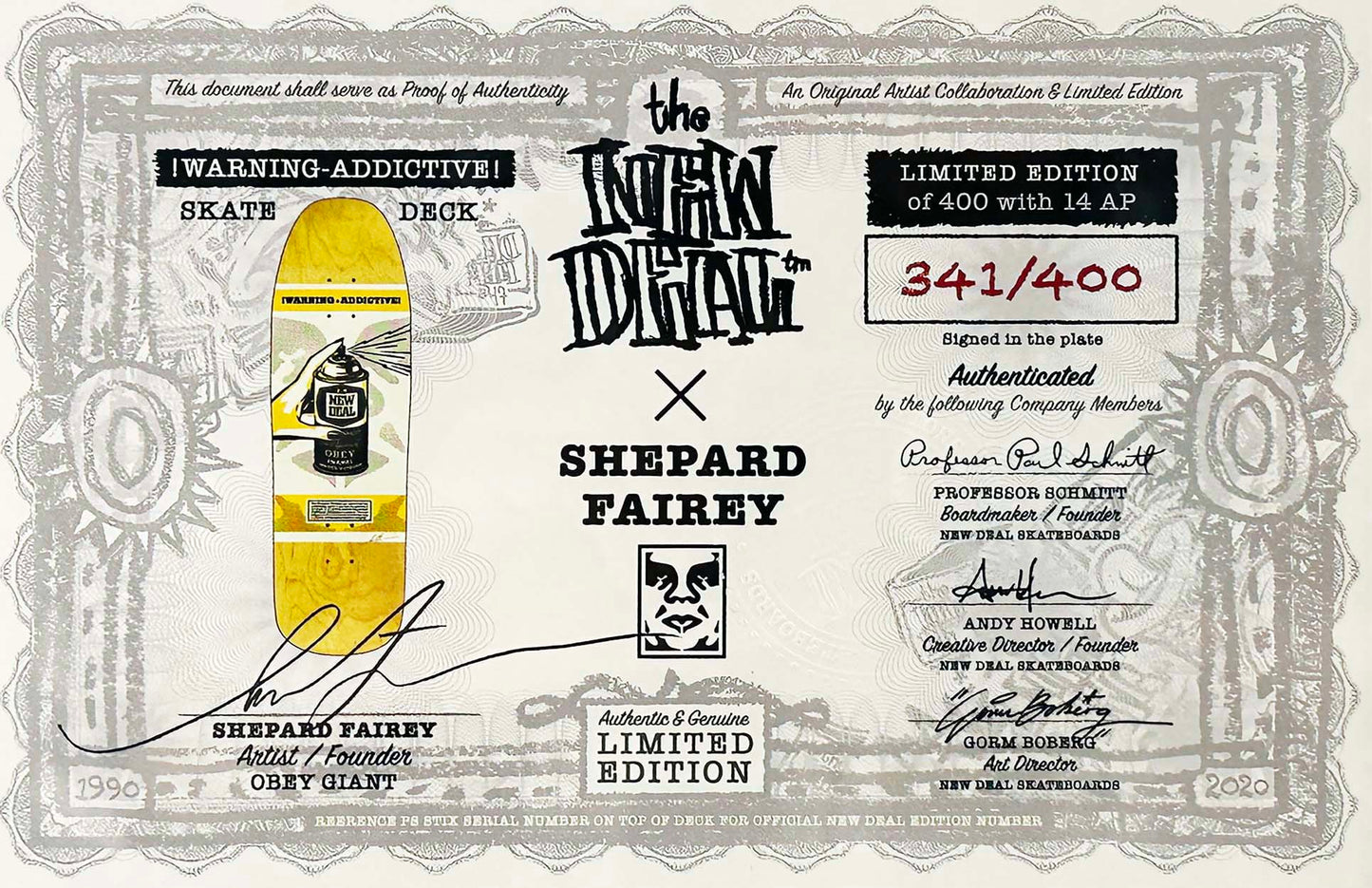 SHEPARD FAIREY x New Deal 'Warning: Addictive' (2020) 7-Skateboard Deck Set