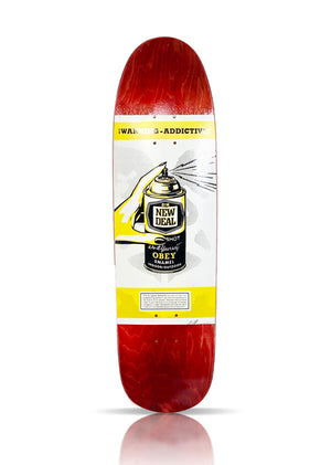 SHEPARD FAIREY x New Deal 'Warning: Addictive' (2020) Skateboard Deck (red)