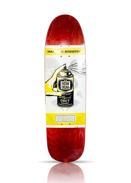 SHEPARD FAIREY x New Deal 'Warning: Addictive' (2020) Skateboard Deck (red)