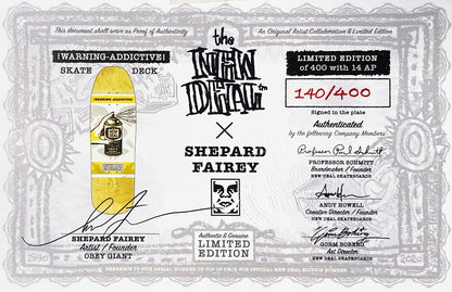 SHEPARD FAIREY x New Deal 'Warning: Addictive' (2020) Skateboard Deck (red)