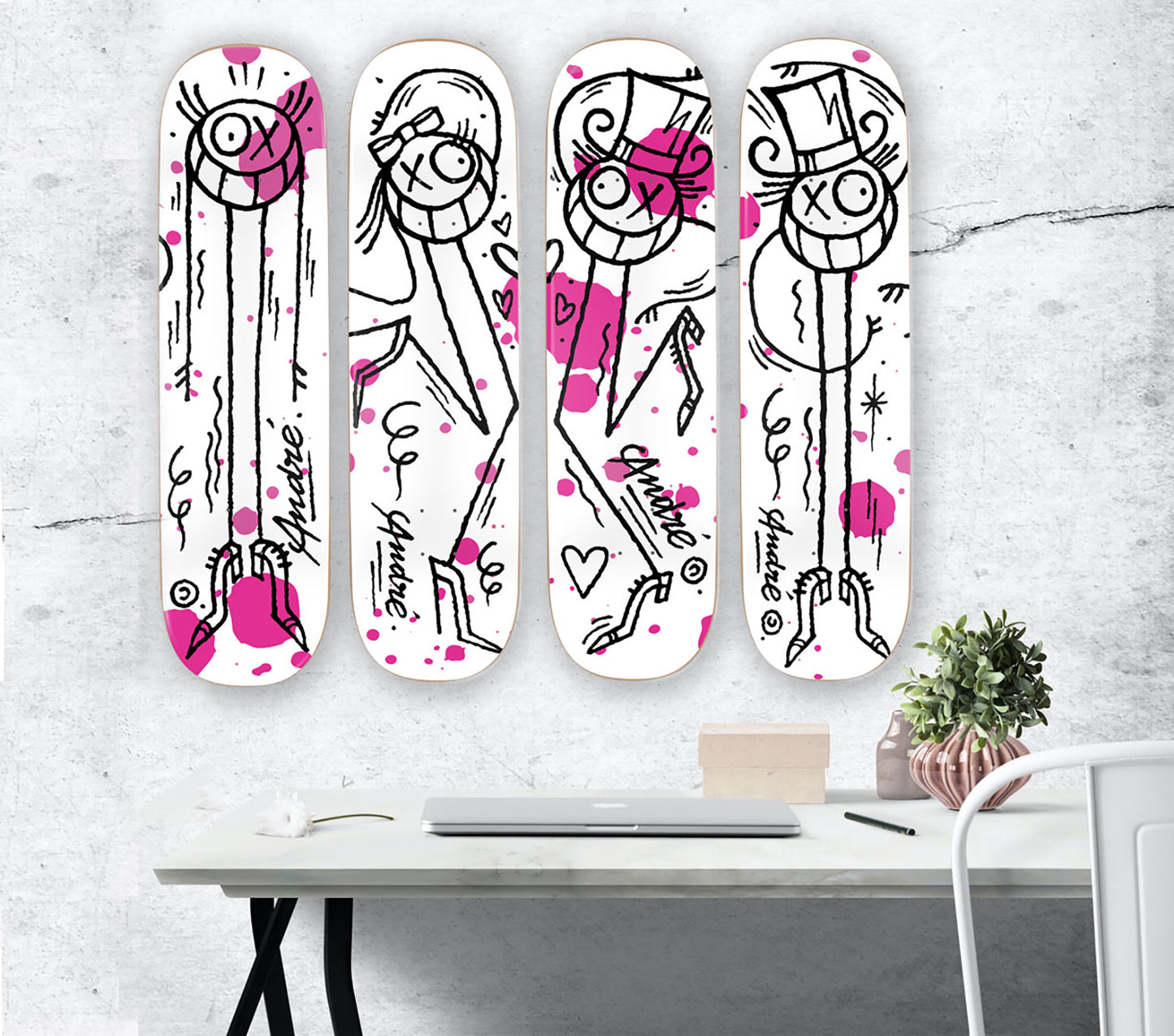 ANDRE SARAIVA 'Ménage à Trois ou Quatre' (2020) Quadriptych Skateboard Deck Set