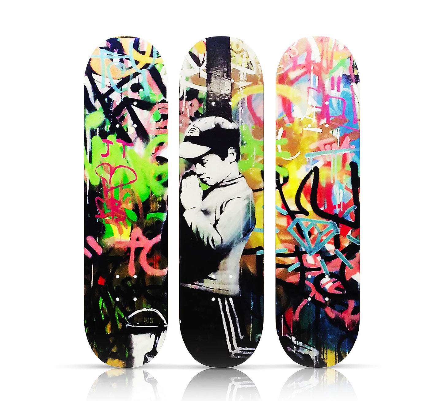 BANKSY (after) 'Forgive Me' (2019) Triptych Skateboard Deck Set